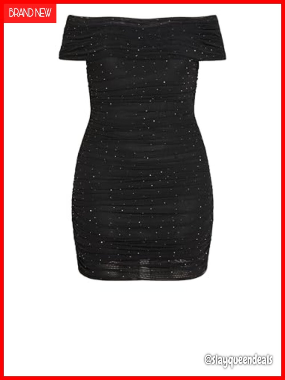 Plus Size Off-Shoulder Bodycon Mini Dress Rhinestone Formal Party